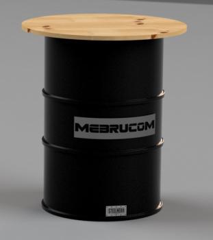 Ölfass-Stehtisch mit personalisierbarem Logo